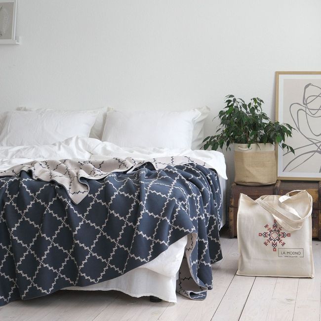 Плед 150x200 La Modno Diamond Blueberry-Beige 200178 фото