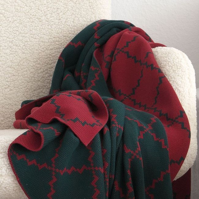 Плед 150x200 La Modno Diamond Green-Burgundy  200261 фото