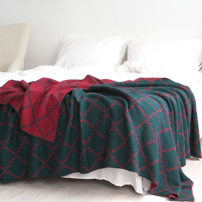 Плед 150x200 La Modno Diamond Green-Burgundy  200261 фото