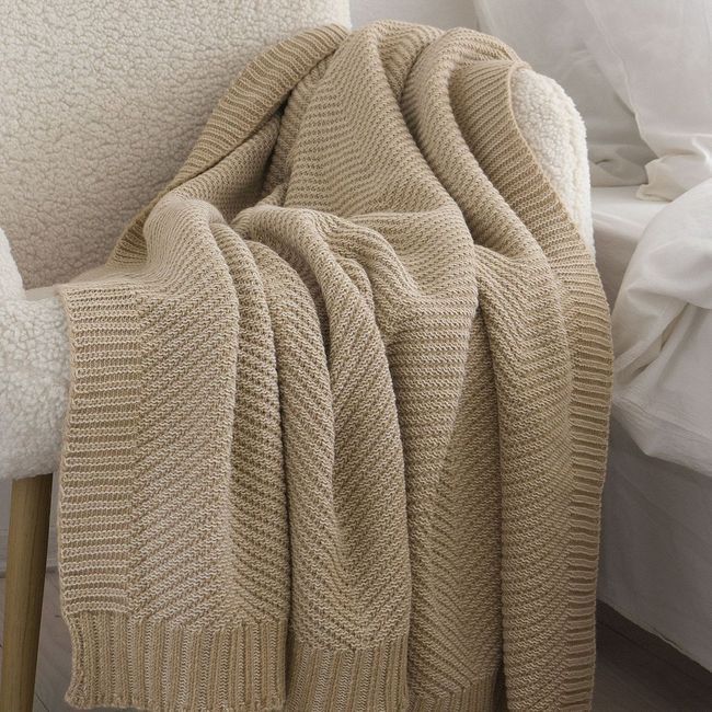 Вовняний плед 130x170 La Modno WoolCotton Balance Champagne Beige бежевий 200430 фото