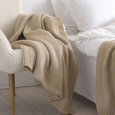 Вовняний плед 150x200 La Modno WoolCotton Balance Champagne Beige бежевий 200429 фото
