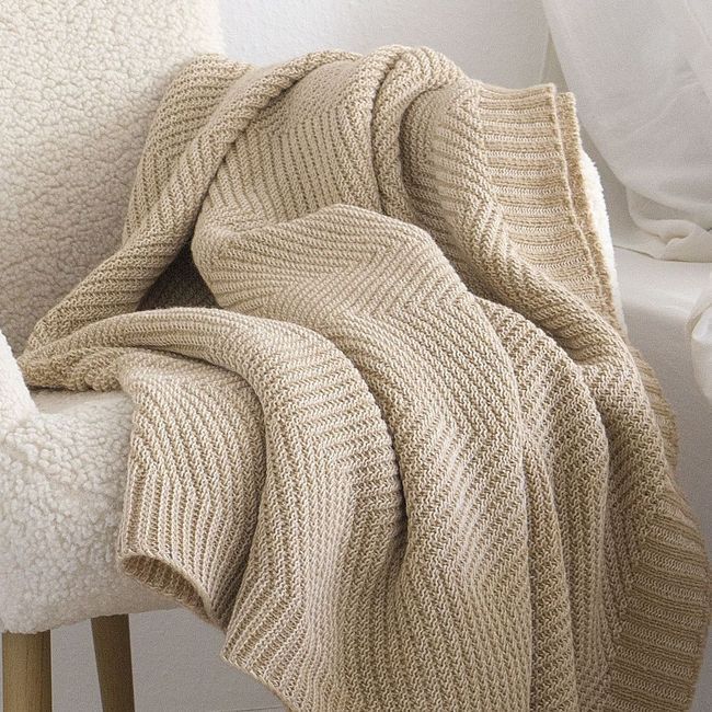 Вовняний плед 150x200 La Modno WoolCotton Balance Champagne Beige бежевий 200429 фото