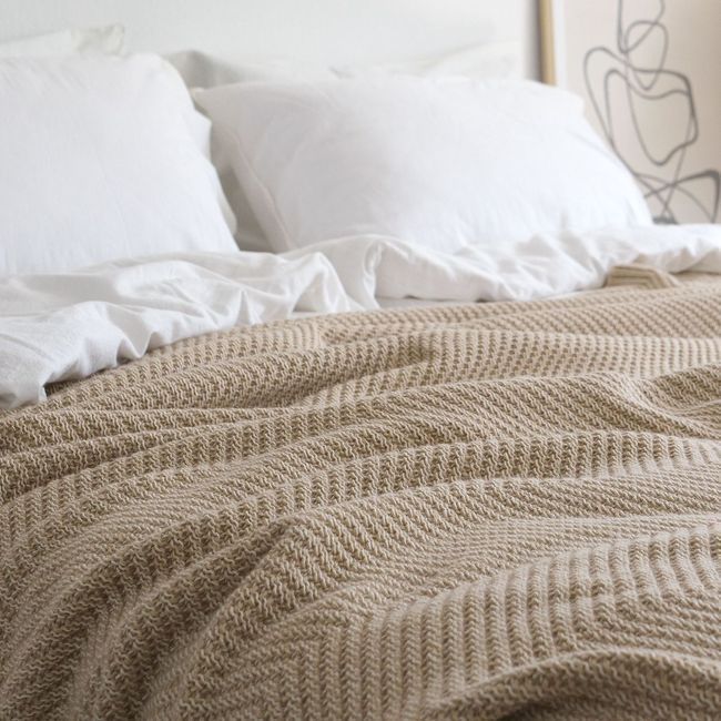 Вовняний плед 150x200 La Modno WoolCotton Balance Champagne Beige бежевий 200429 фото