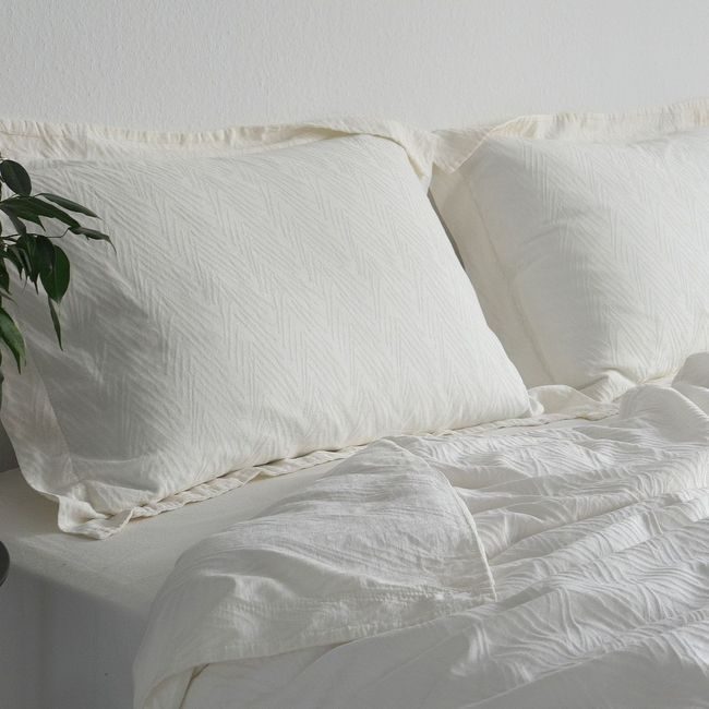 Постільна білизна євро жакардова La Modno Jacquard Stonewashed Milk 200x220 200431 фото