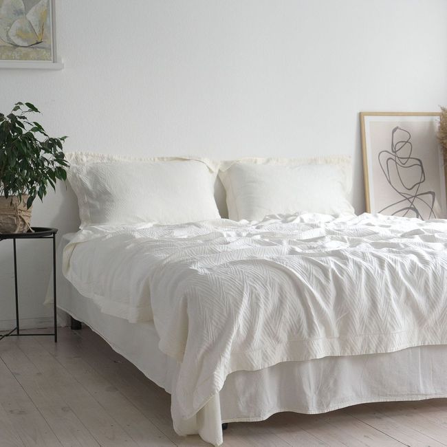 Постільна білизна євро жакардова La Modno Jacquard Stonewashed Milk 200x220 200431 фото
