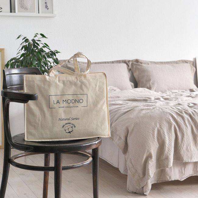 Постільна білизна євро жакардова La Modno Jacquard Stonewashed Simply Taupe 200x220 200433 фото