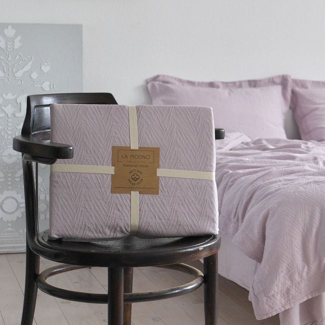 Постільна білизна євро жакардова La Modno Jacquard Stonewashed Lilac Marble 200x220 200434 фото