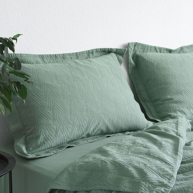 Постільна білизна євро жакардова La Modno Jacquard Stonewashed Sage Green 200x220 200435 фото