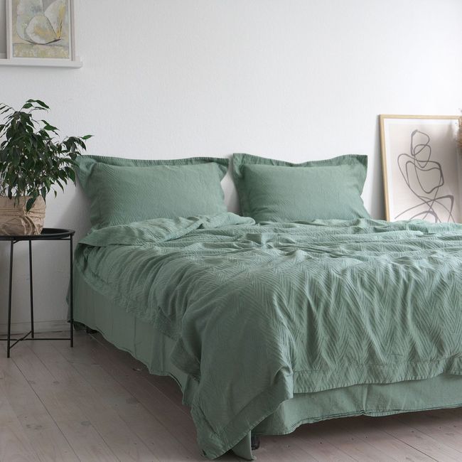Постільна білизна євро жакардова La Modno Jacquard Stonewashed Sage Green 200x220 200435 фото
