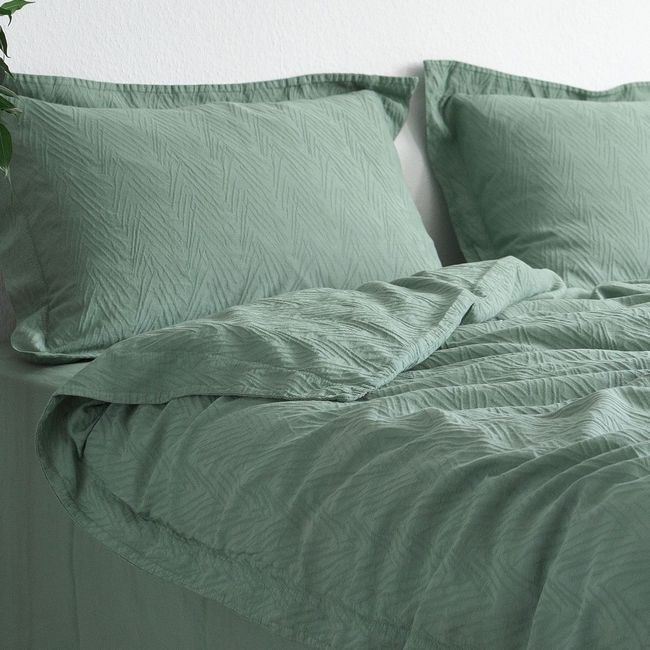 Постільна білизна євро жакардова La Modno Jacquard Stonewashed Sage Green 200x220 200435 фото