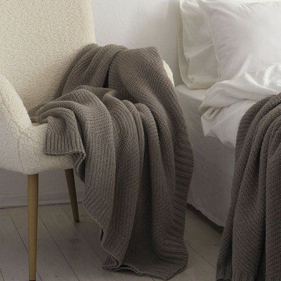 Вовняний плед 130x170 La Modno WoolCotton Balance Mink коричневий 200419 фото