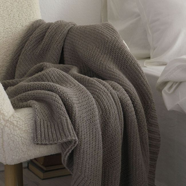 Вовняний плед 130x170 La Modno WoolCotton Balance Mink коричневий 200419 фото