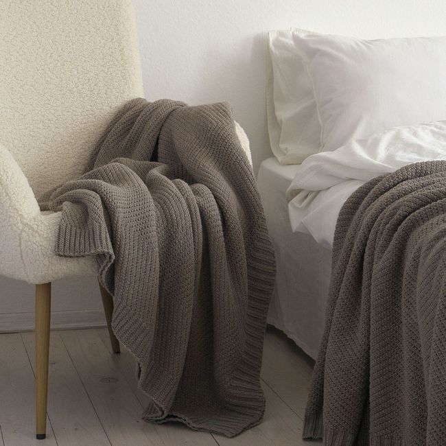Вовняний плед 130x170 La Modno WoolCotton Balance Mink коричневий 200419 фото