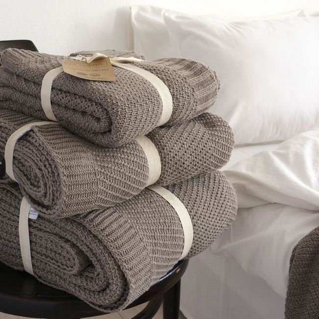 Вовняний плед 130x170 La Modno WoolCotton Balance Mink коричневий 200419 фото