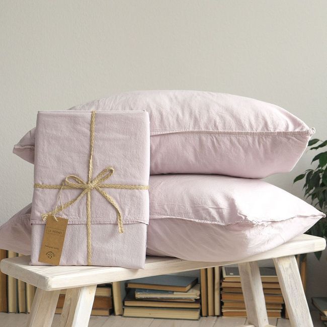 Комплект простирадла на резинці 160x200x30 з наволочками 50x70 (2 шт) LA MODNO STONEWASHED LILAC MARBLE 200439 фото